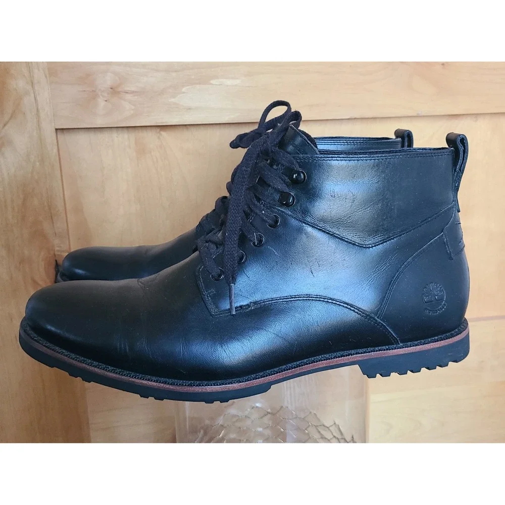 Timberland Kendrick Waterproof Black‎ Leather Chukka Boots US 11.5 Lace Up Shoes